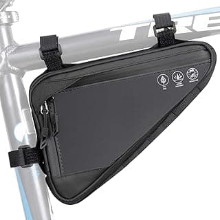 WOTOW Bike Frame Storage Bag, Water Resistant Reflective Bicycle Triangle Bag with Two Side Pockets, Strap-On Under Seat Tool Accessories P...