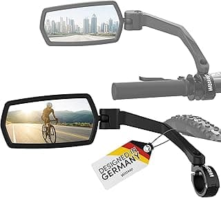 WITTKOP Bike mirror | Large HD field of vision | 360° rotatable & foldable | Mounting above & below | Break-proof & durable | ebike accesso...