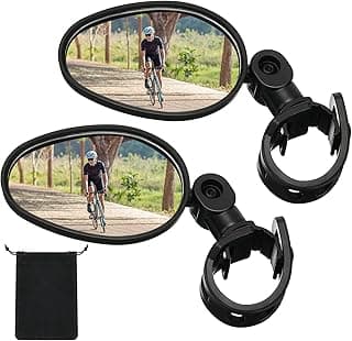 Hestya 2 Pcs Bike Mirror 360 Degree Adjustable Safe Rotatable Handlebar Mirror Bicycle Accessories Shockproof Acrylic Convex for Mountain R...